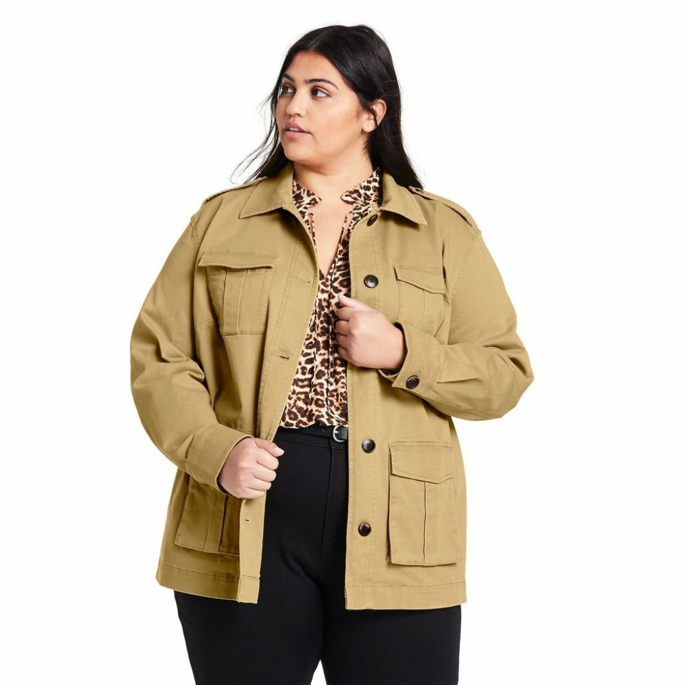 Nili Lotan x Target Kahki Button Jacket Chore Coat Women's Plus NWT
